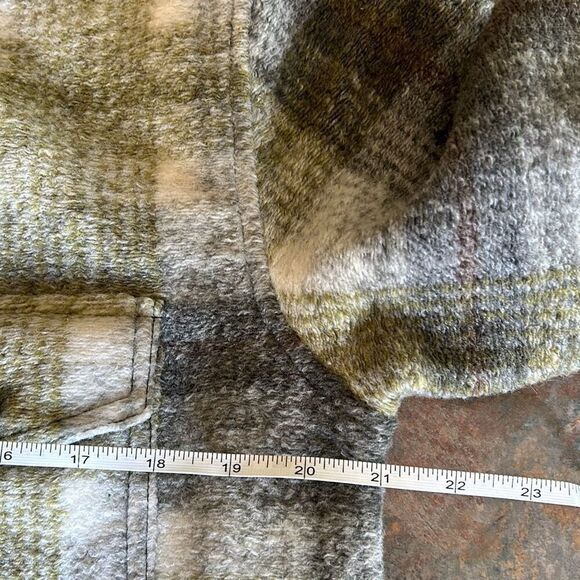 Joie Long Fleece Green Plaid Coat Dress with Pockets Medium - Picture 9 of 12